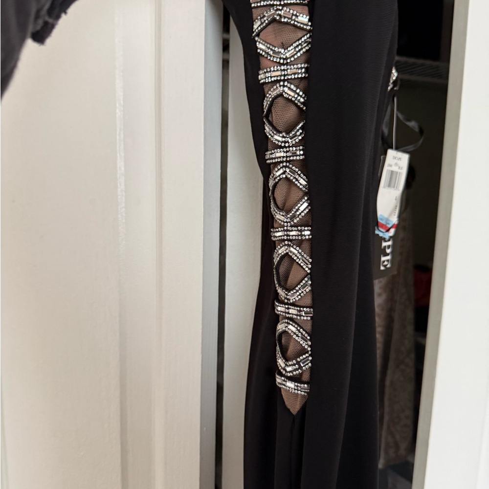Xscape Black gown with Rhinestone Accents